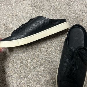 Frye black leather mule sneakers